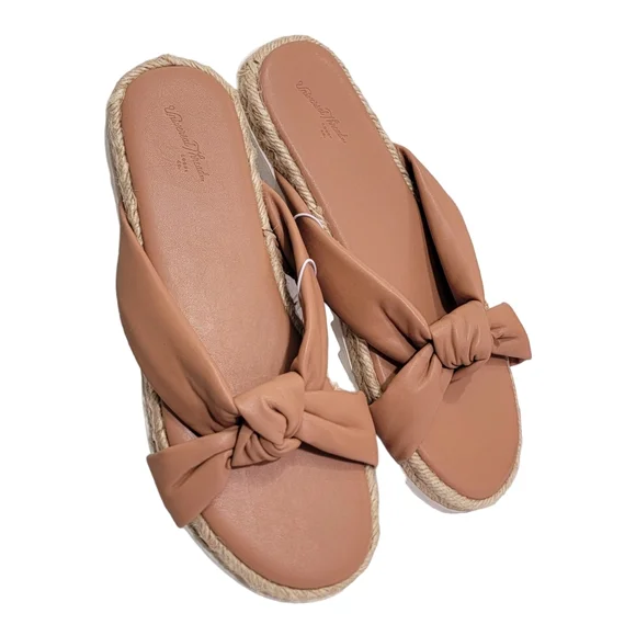 Universal Thread Warm Tan Dena Knotted Slip On Faux Leather Sandals Size 9 NWT - Picture 3 of 11